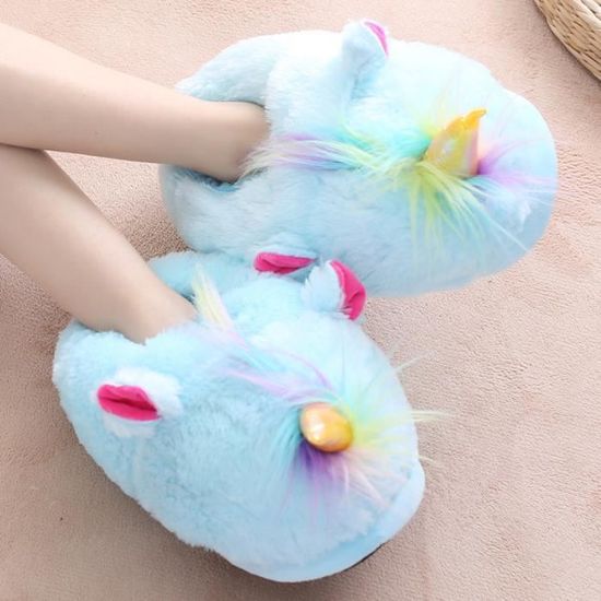 Suople Maison Femme Chaussure Chaussons Homme Pantoufles Peluche Licorne exBodrCW