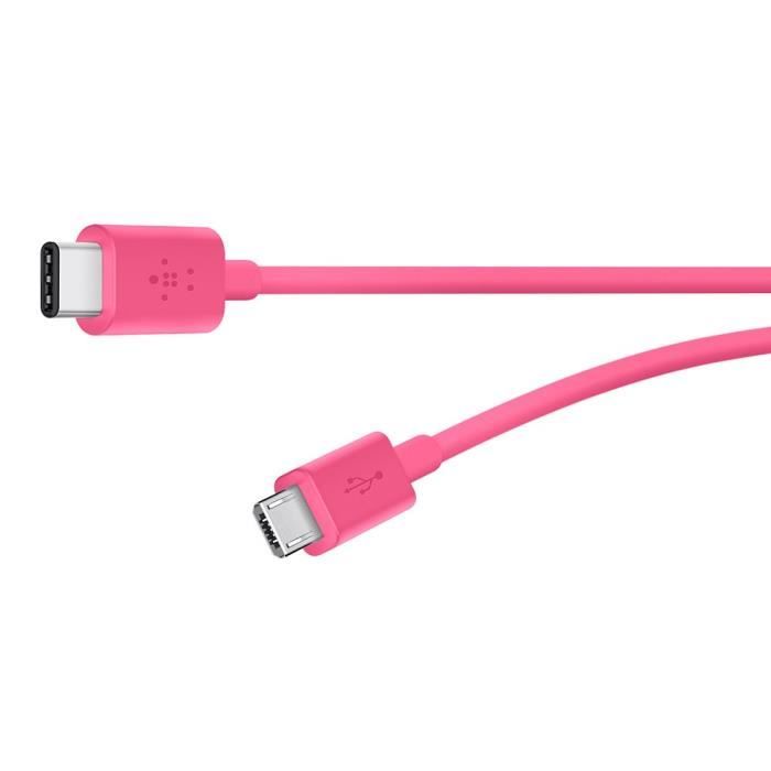 BELKIN Câble USB-C 2.0 vers micro-USB (également dénommé USB Type-C) - Rose
