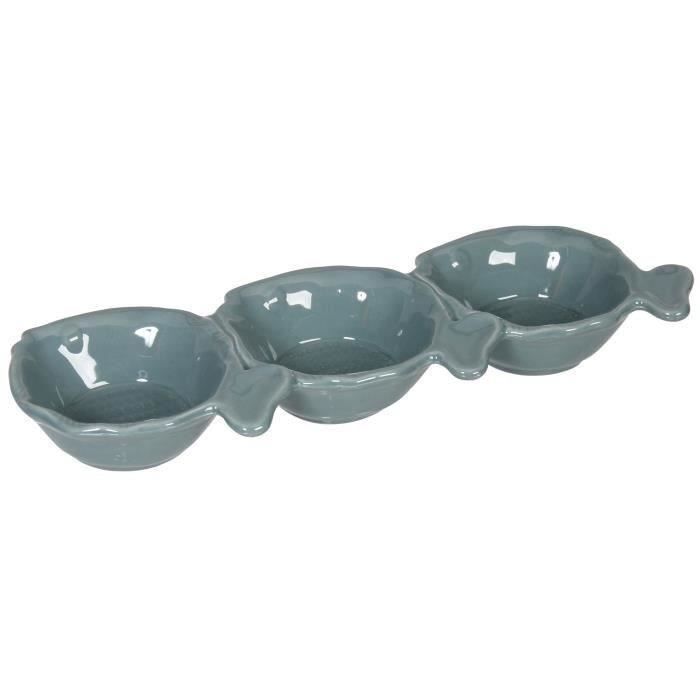 COTE TABLE Lot de 2 coupelles trio poisson bleu