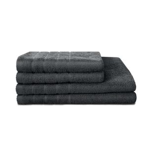 SERVIETTES DE BAIN LOVELY HOME Lot de 4 pièces Eponge 100% Coton Anth