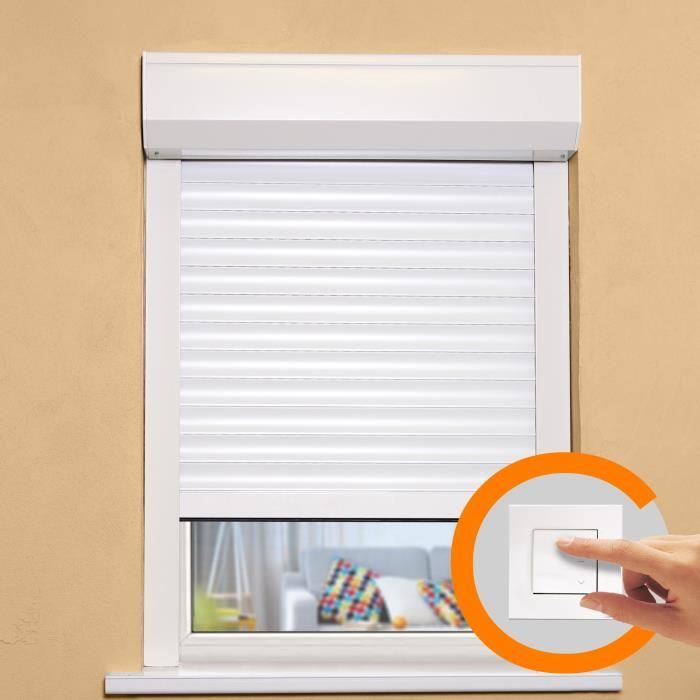 FRANCE-COMBI Volet roulant aluminium recoupable moteur filaire pour fenêtre - L 120 x H 120 cm