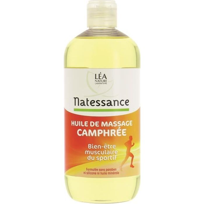 NATESSANCE Huile de massage camphrée - 50 ml - 100% naturelle - Bien-être musculaire du sportif