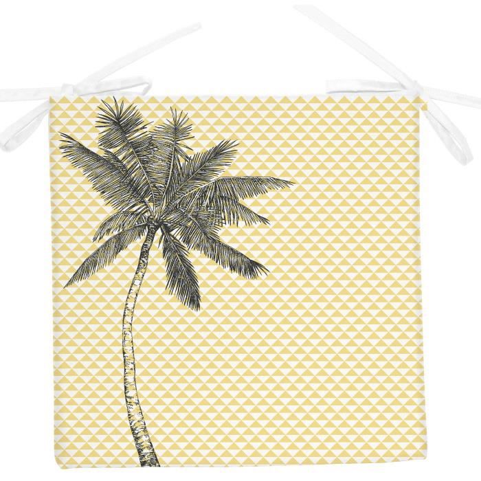 SOLEIL D'OCRE Galette de chaise Palmier - 40x40x5 cm - Jaune