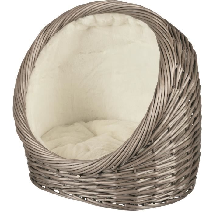 TRIXIE Panier refuge en osier - 44x44x30cm - Gris - Pour chien
