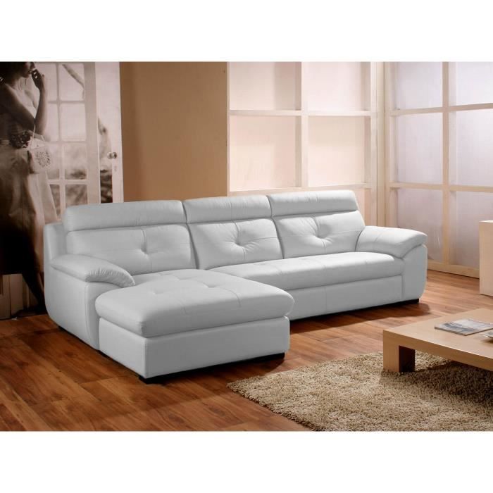 Canapé d'angle gauche en cuir blanc DANA - Achat / Vente ...