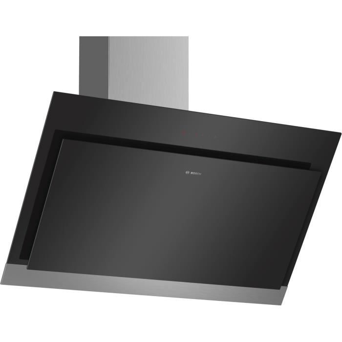 BOSCH DWK97HM60 Hotte murale inclinée-Evacuation / recyclage-680 m3 air / h max-66 dB max-4 vitesses-L 90 cm-Noir et verre