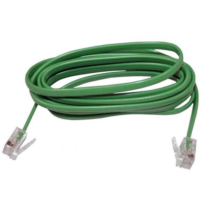 Câble Téléphone RJ11 6P4C – 1 Mètre Noir – Pour Modem ADSL, Ligne Fixe