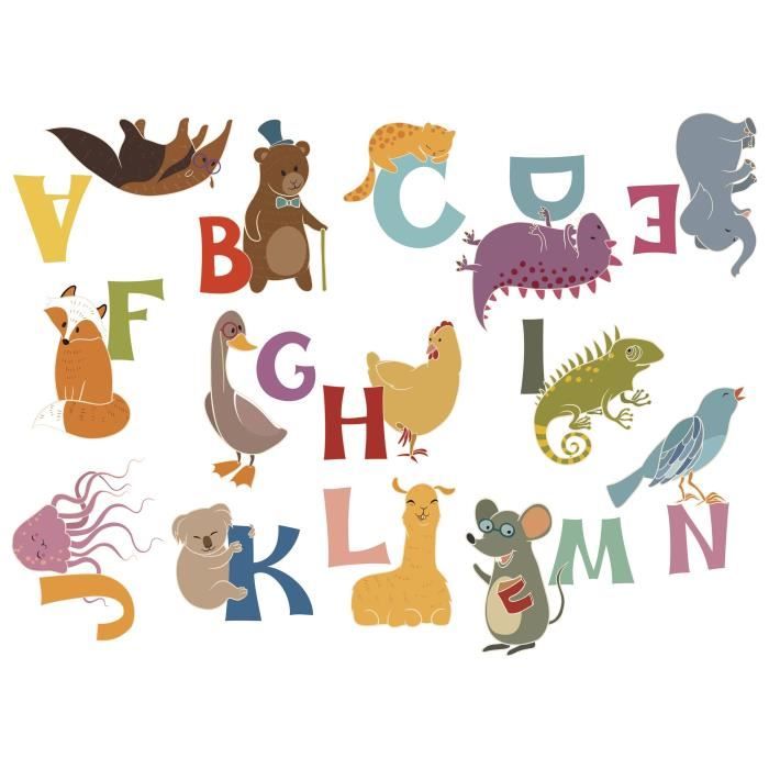NAF NAF Jeu De 2 Stickers Animals Alphabet Décoration Chambre Bébé