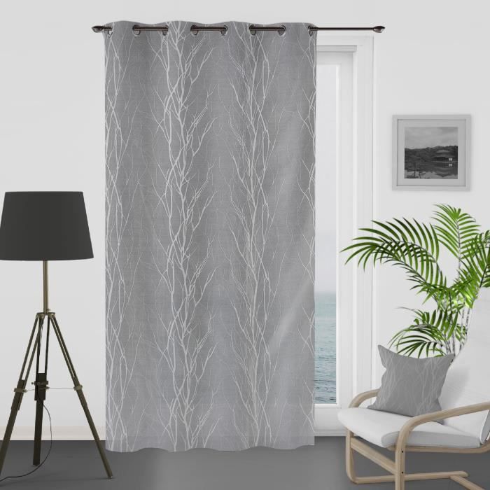 SOLEIL D'OCRE Rideau à Œillets Liane 135x250 cm - Gris
