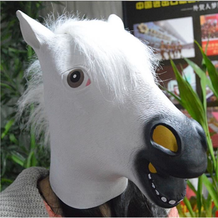 Tête masque en caoutchouc complet Latex Animal Costume Masque Halloween cheval
