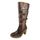 Bottes femme bi-matière satin à boucles et talons