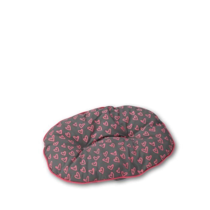 D&D Coussin Lovely Perla-Bed - 72 x 50 x 8cm - Gris / Rose