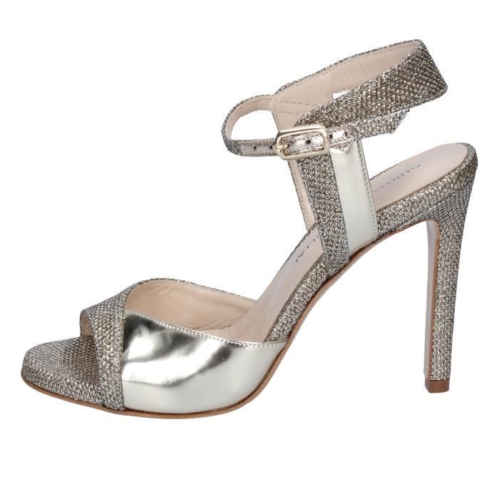 chaussure dorée femme compensée