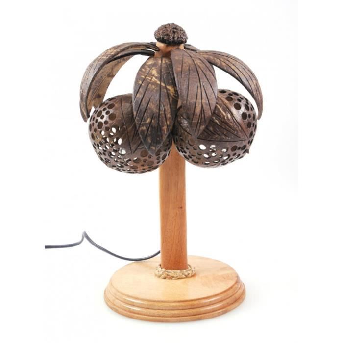 Palmier Fabrication Thaïlande Coco Sculptée Artisanale Et De Marron Noix Lampe Cocotier En Bois 4AR3jL5