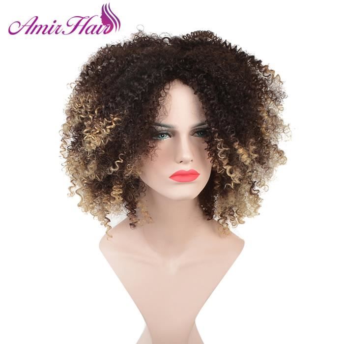 Cheveux Synthétiques Courte Afro Crépus Bouclés Perruque Avec Ombre