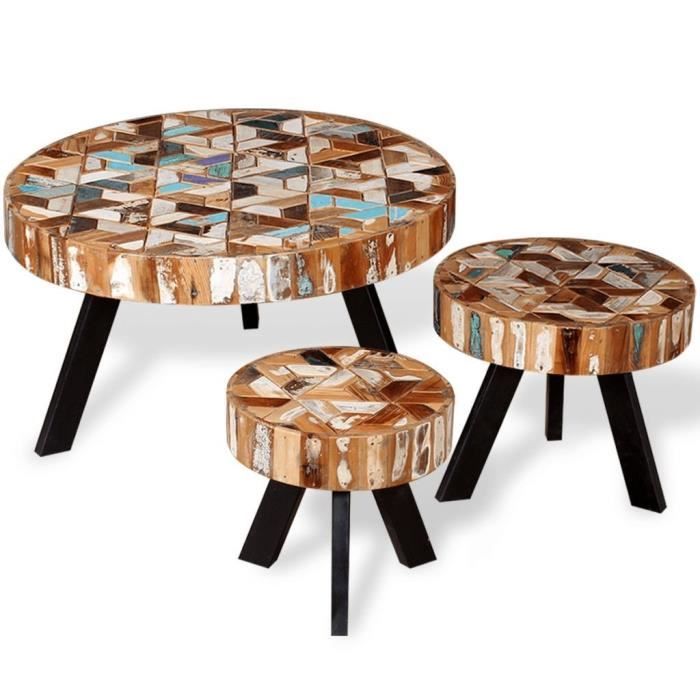 De Bois Massif P106 Pieces Ensemble Table Basse 3 Recuperation pjUMGSLqzV