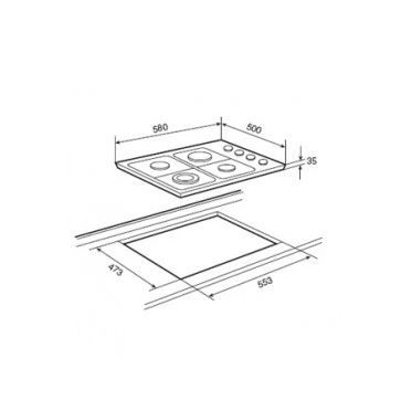 Table de cuisson gaz Inox 4 feux  - HLX 50 1