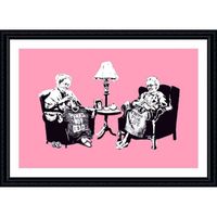 TABLEAU - TOILE Old Women Knitting Banksy Black POSTER ENMAILLÉ (I TABLEAU - TOILE Old Women Knitting Banksy Black POSTER ENMAILLÉ (I