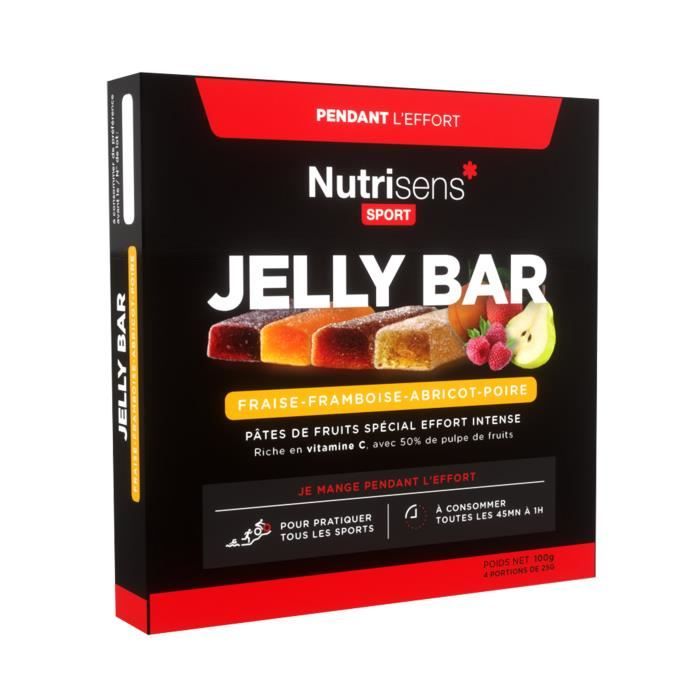 NUTRISENS Complément alimentaire - Etui de 4 barres énergétiques de pâte de fruit de 25g JellyBar - Panachés