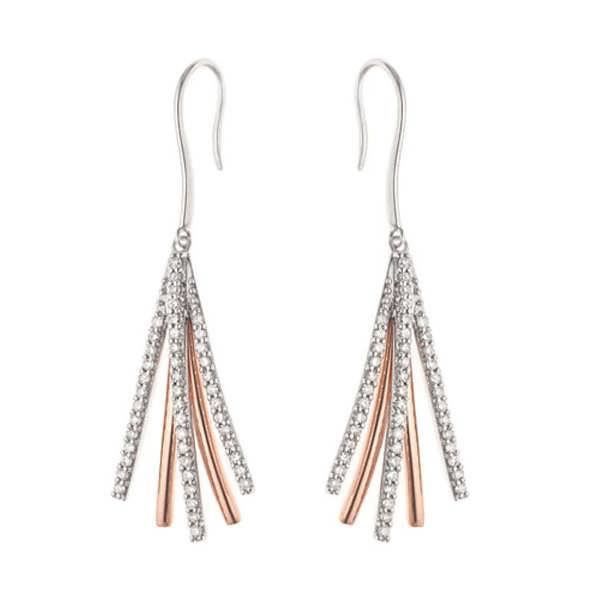 MONTE CARLO STAR - Boucles D'Oreilles Plume en Or Bicolore 9 Carats - Femme