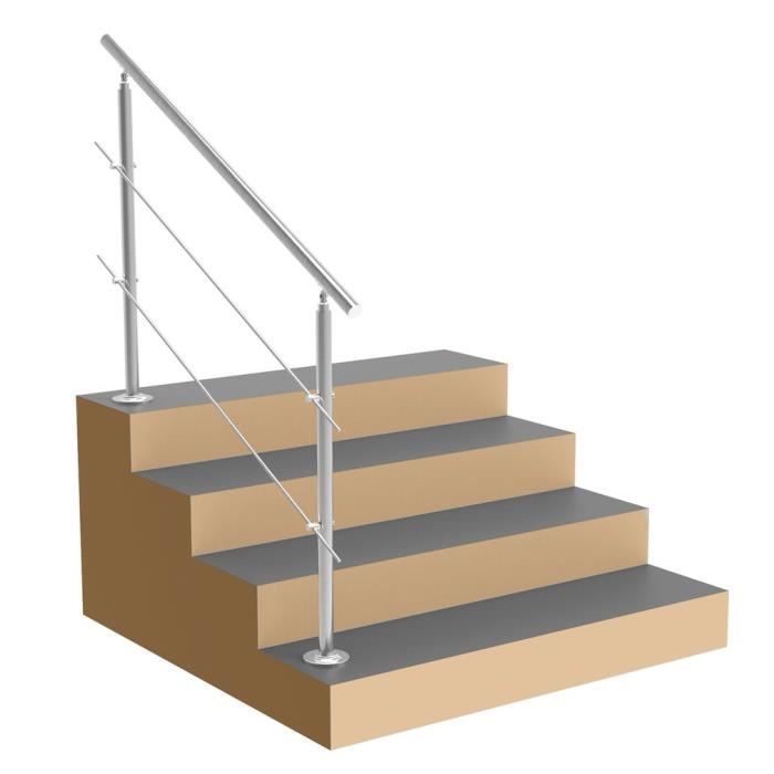 rampe d'escalier intérieur extérieur durable 2 tiges 120cm longueur
