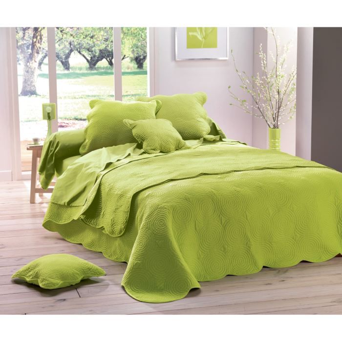 Couvre lit matelasse 220x240cm coloris VERT   Achat / Vente JETÉE DE