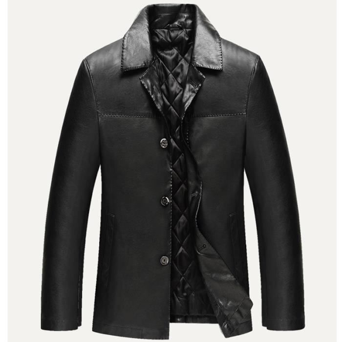 Veste cuir homme Noir Automne Hiver Slim Pu Cuir Blazer de ...