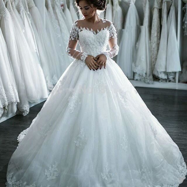 Tulle De Luxe Robe De Mariée Manches longues Applique robe ...