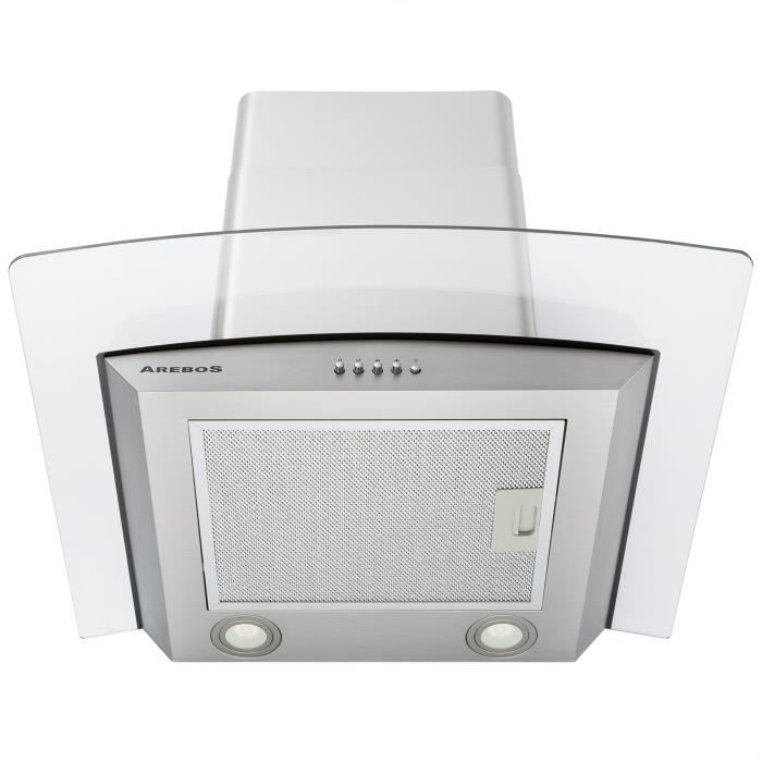 Hotte Murale Aspirante Arebos 60 CM Acier Verre1