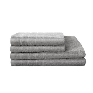 SERVIETTES DE BAIN LOVELY HOME Lot de 4 pièces Eponge 100% Coton Gris