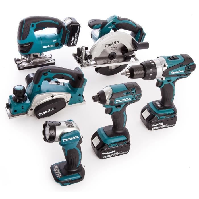 MAKITA Pack 6 machines DLX6067PT - 3 batteries 18 V 5 Ah