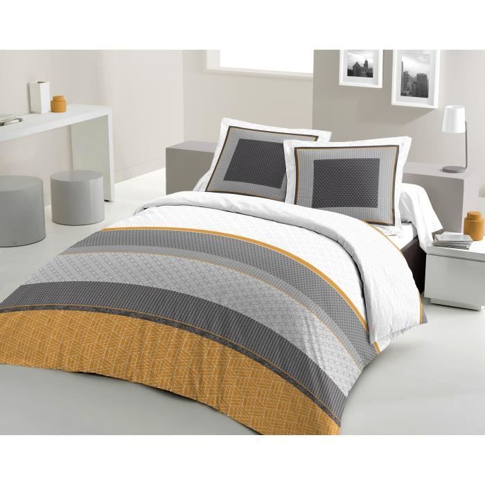 LOVELY HOME Parure de couette Coton MATT - 1 Housse de couette 240x260 cm + 2 Taies d'Oreillers 65x65 cm anthracite