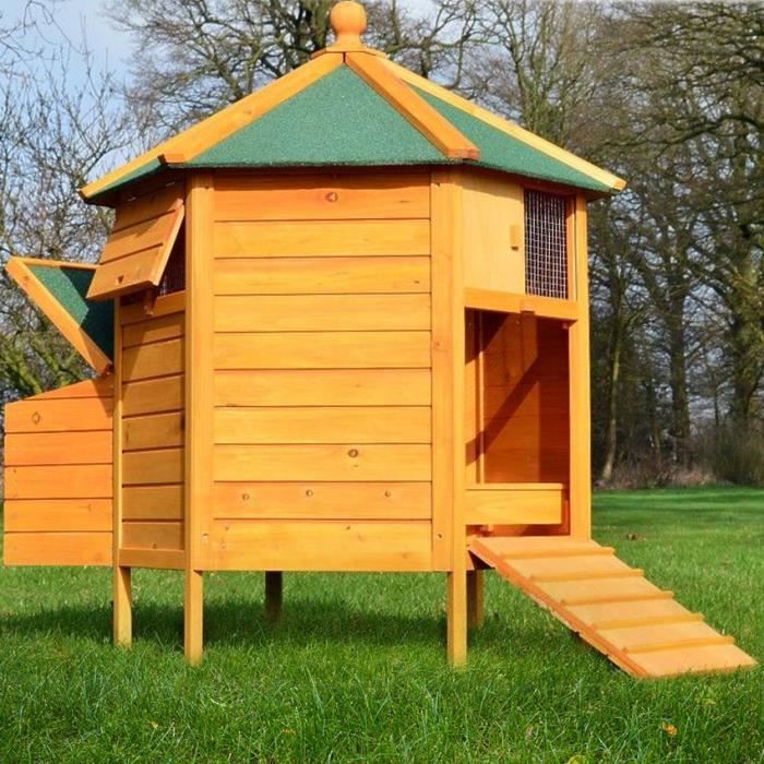 Poulailler En Bois Pour Jardin Extérieure 125 Cm Cage Canard 2 Perchoir Pavillon 6 Coin 128