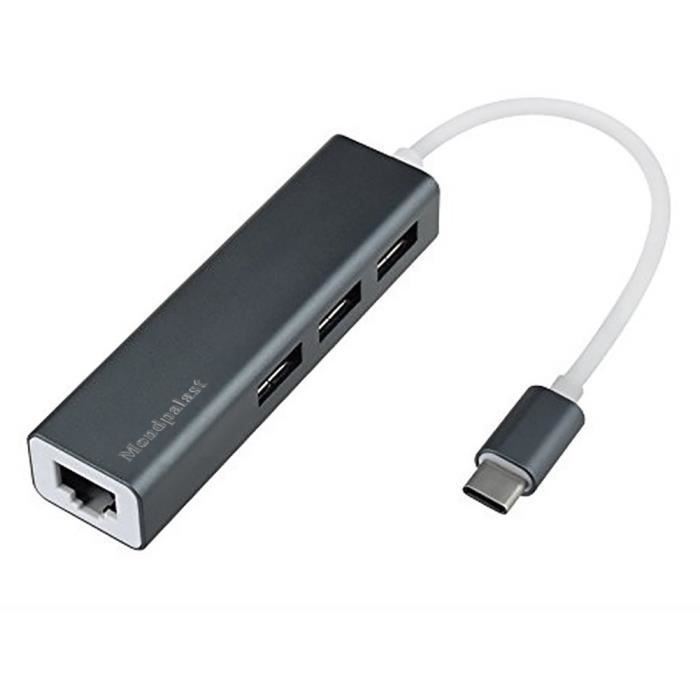 USB3.1 TypeC vers RJ45 LAN Convertisseur adaptateur C 3 Port