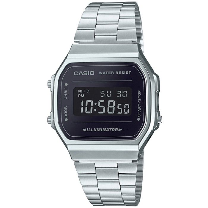 CASIO Montre Vintage Mirror Face A168WEM-1EF - Mixte - Argent et Noir