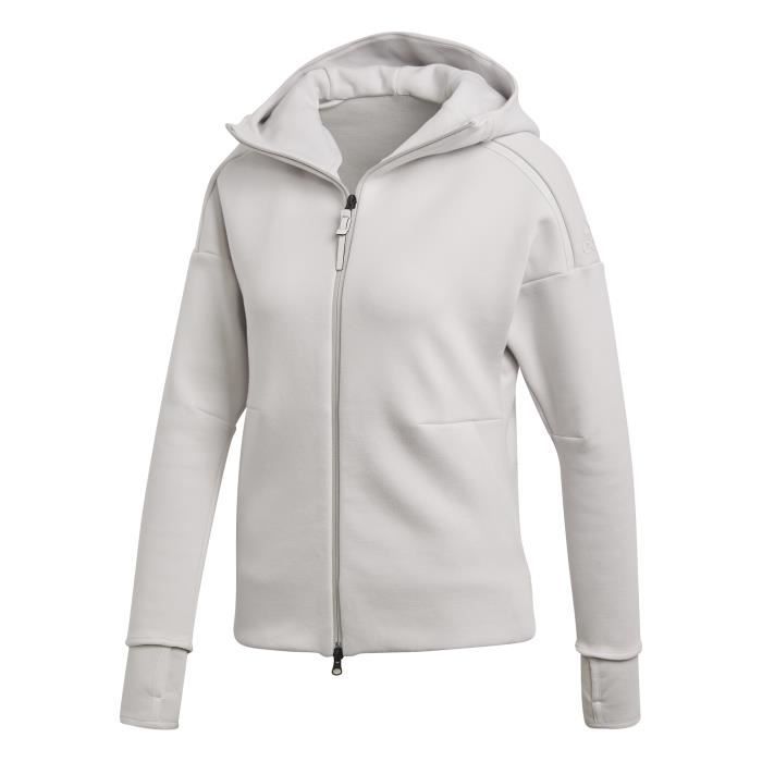 ADIDAS Sweatshirt de football Zne Hoodie 2 - Femme - Gris clair