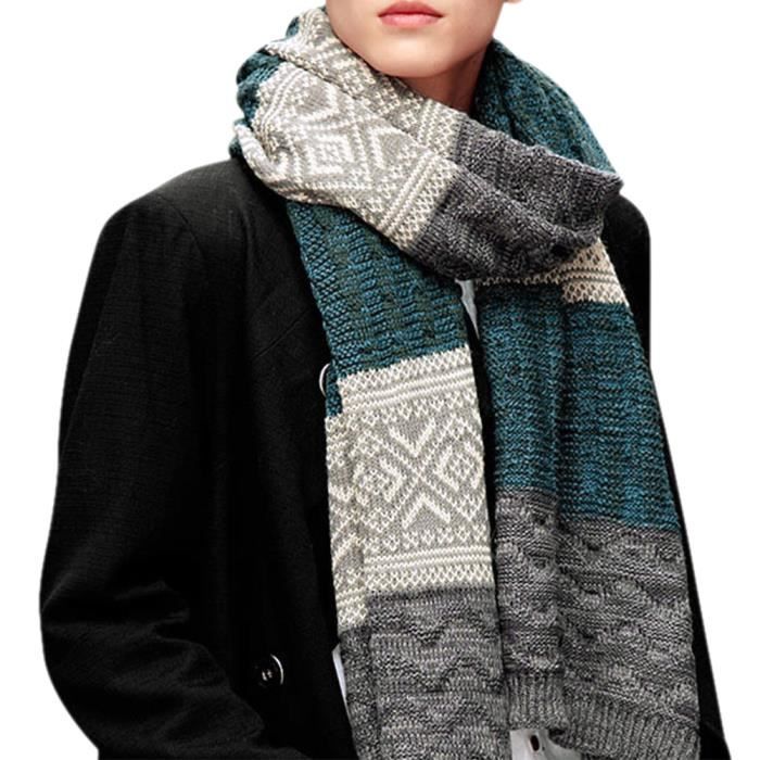 Tricot Echarpe Châle Longue Homme Femme Doux Rayures ...
