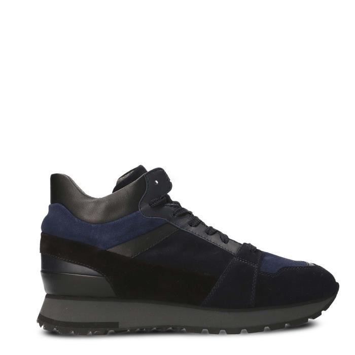 Homme Cuir Santoni Montantes Baskets Bleu Mbvr20581negdexau60 UwpqOY