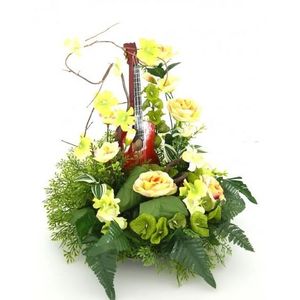 FLEUR ARTIFICIELLE Plateau guitare avec fleurs artificielles pour cim