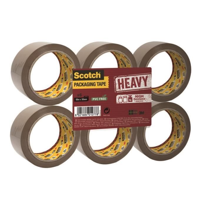 SCOTCH Lot de 6 rouleaux adhésifs d'emballage Heavy - Marron havane