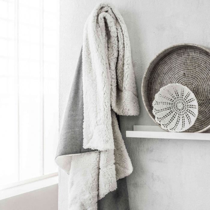 TODAY Plaid Kami Chalet - 125 x 150 cm - Gris ardoise