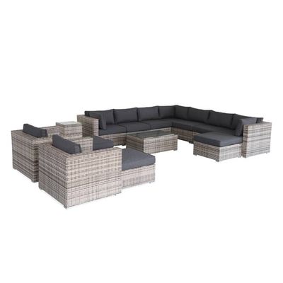 Salon De Jardin En Résine Tressée Nuances De Gris Xxl 14 Places