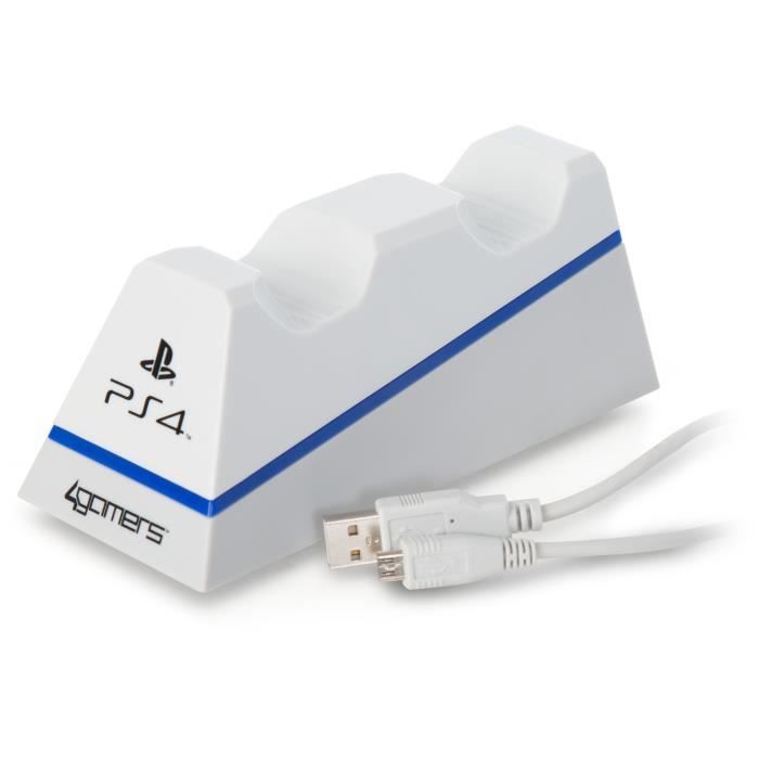 Station de chargement double Blanc avec kit de nettoyage A4T pour PS4