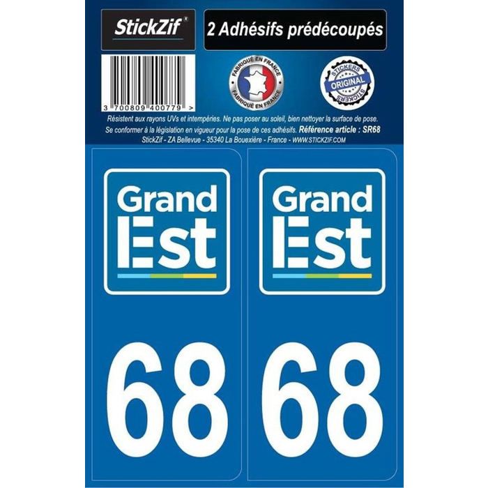 STICKZIF 2 Autocollants Région Département 68 SR68