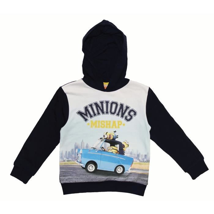 MINIONS Sweatshirt - Enfant Garçon - Bleu Marine Imprimé