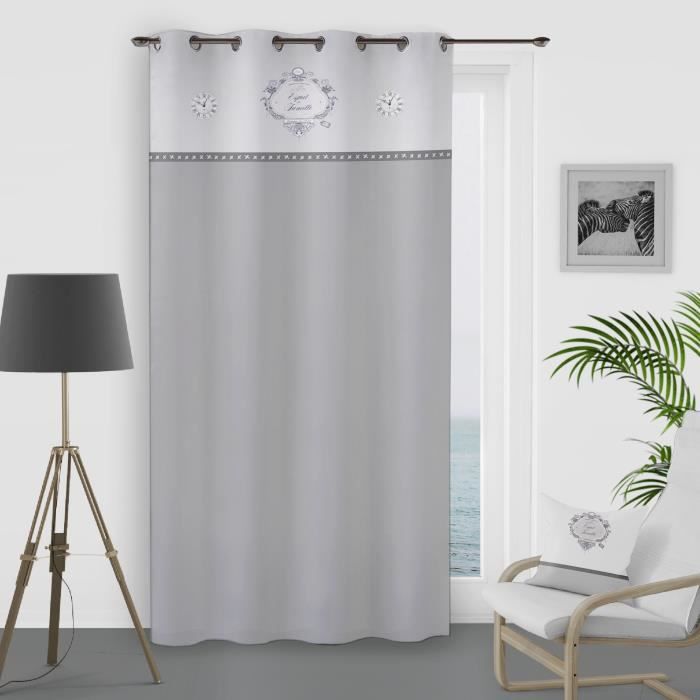 SOLEIL D'OCRE Rideau à Œillets Esprit Famille 100% Coton 135x250 cm - Blanc