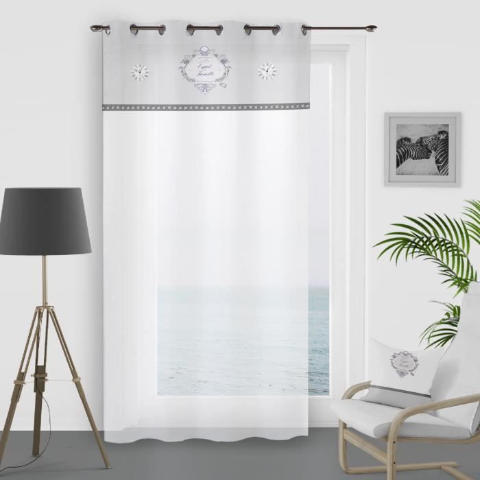 SOLEIL D'OCRE Voilage à Œillets Esprit Famille 100% Coton 135x250 cm - Blanc