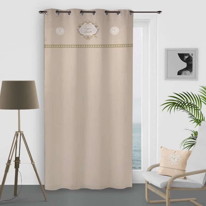 SOLEIL D'OCRE Rideau à Œillets Esprit Famille 100% Coton 135x250 cm - Naturel
