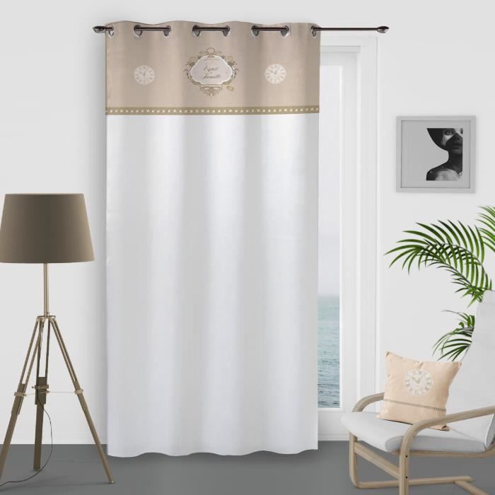 SOLEIL D'OCRE Voilage à Œillets Esprit Famille 100% Coton 135x250 cm - Naturel