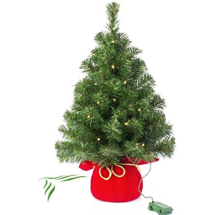 Sapin de Noël arbre de Noël Sapin 60 cm avec decoration en argent et guirlande